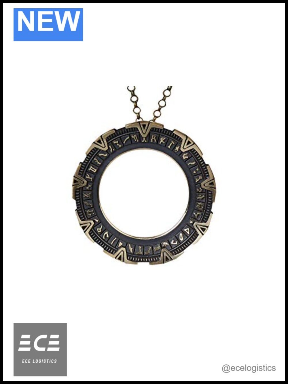 Solid Brass Stargate SG-1 Portal Necklace 22" Chain Handmade Pendant